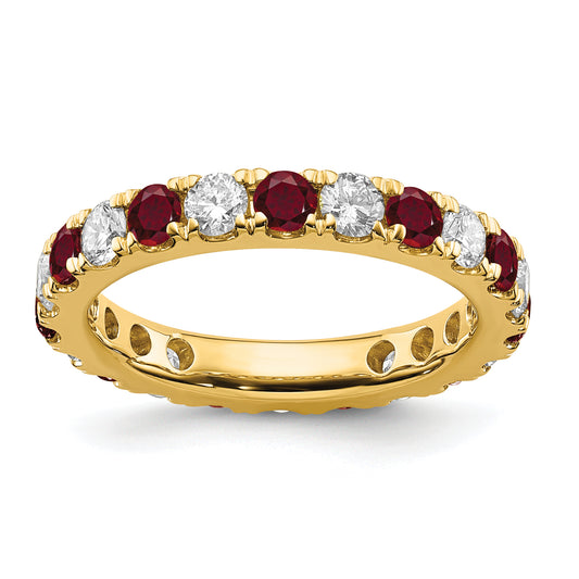 14k Yellow Gold 1 Ct. Lab Grown Diamond VS/SI+ G+ and Lab Created Ruby Eternity Band Ring