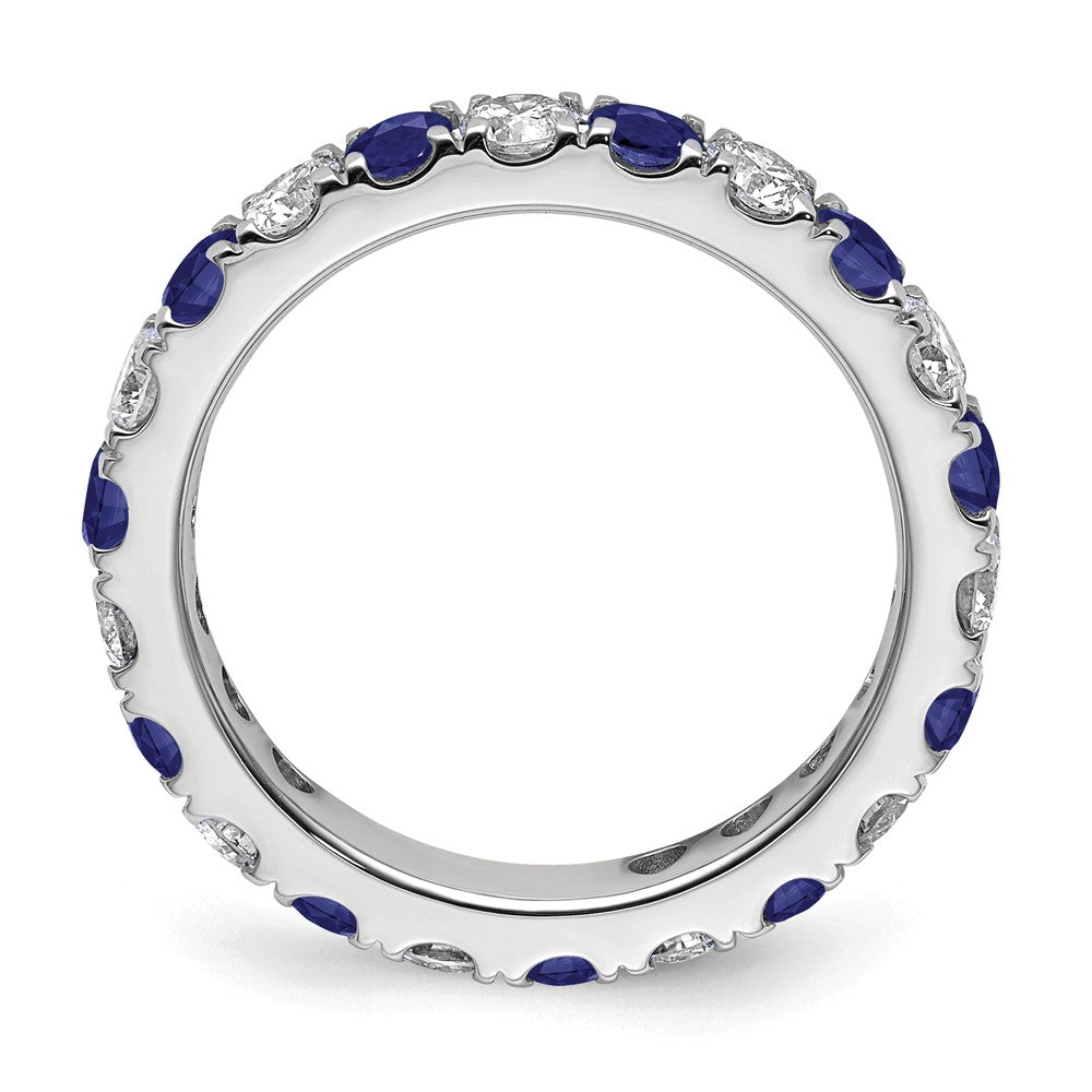 14k White Gold 1 1/5 Ct. Lab Grown Diamond VS/SI+ G+ and Lab Created Blue Sapphire Size 8 Eternity Band