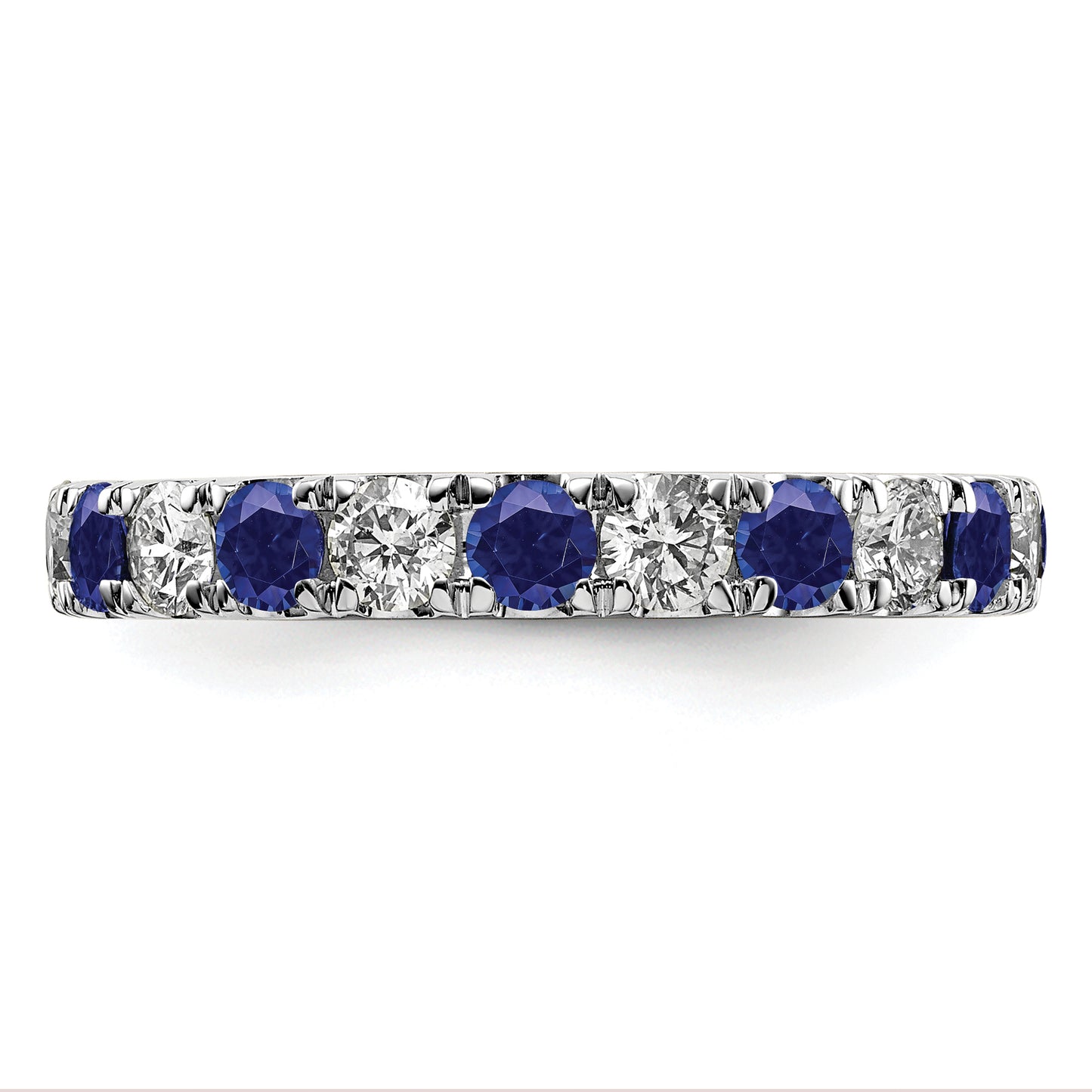 14k White Gold 1 1/5 Ct. Lab Grown Diamond VS/SI+ G+ and Lab Created Blue Sapphire Eternity Band Ring