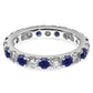 14k White Gold 1 Ct. Lab Grown Diamond VS/SI+ G+ and Lab Created Blue Sapphire Eternity Band Ring