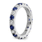 14k White Gold 1 1/5 Ct. Lab Grown Diamond VS/SI+ G+ and Lab Created Blue Sapphire Eternity Band Ring