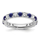 14k White Gold 1 1/5 Ct. Lab Grown Diamond VS/SI+ G+ and Lab Created Blue Sapphire Size 8 Eternity Band