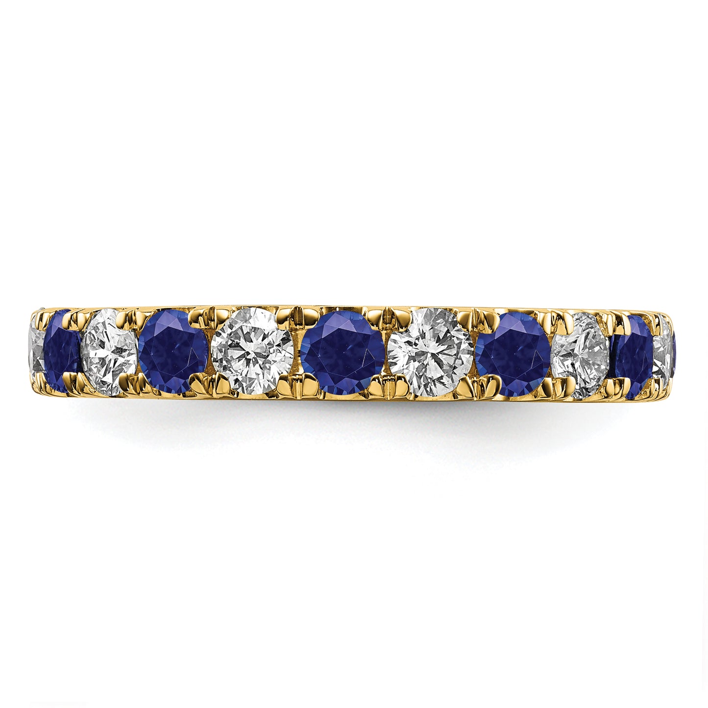 14k Yellow Gold 1 Ct. Lab Grown Diamond VS/SI+ G+ and Lab Created Blue Sapphire Eternity Band Ring