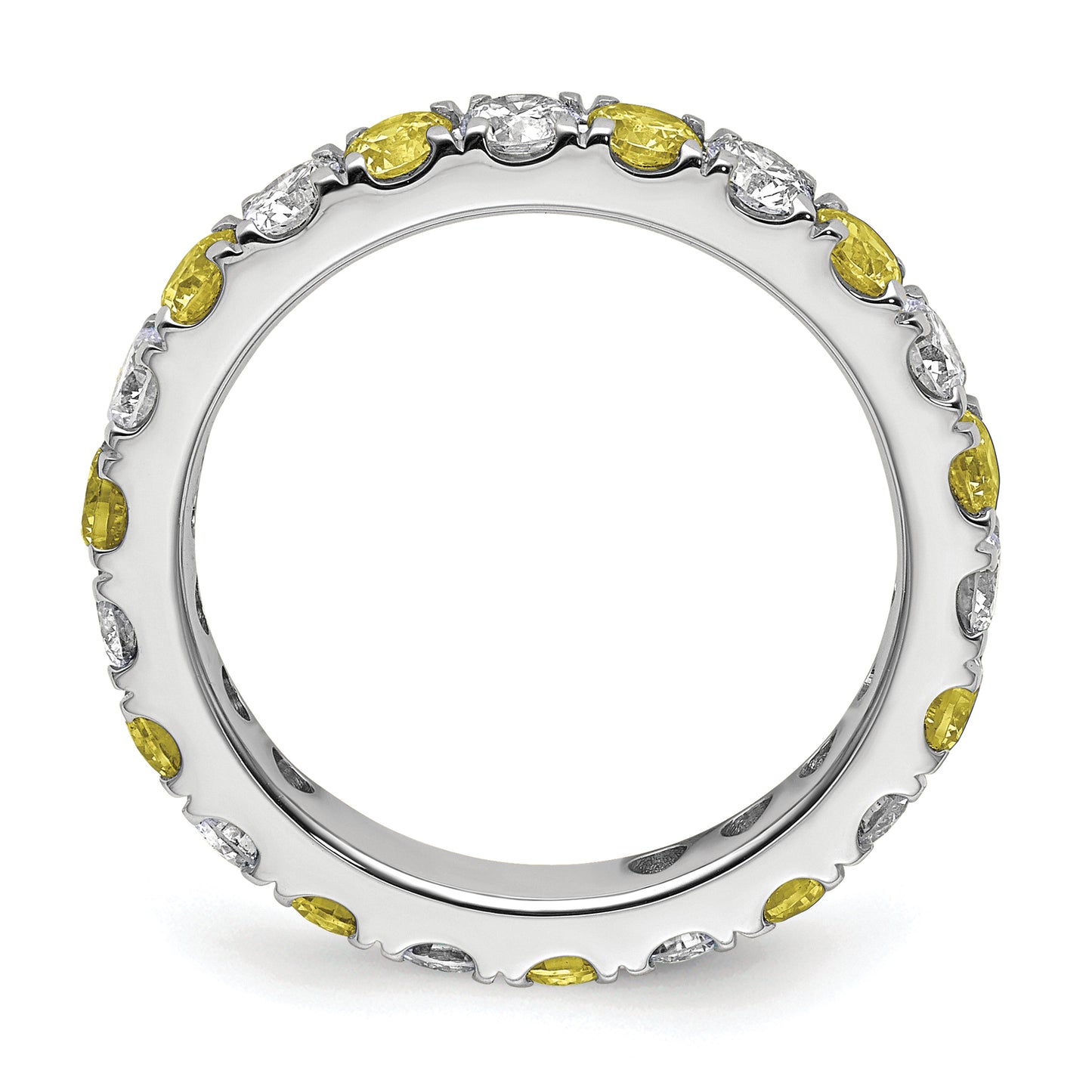 14k White Gold 1 1/5 Ct. Lab Grown Diamond VS/SI+ G+ and Lab Created Yellow Sapphire Eternity Band Ring