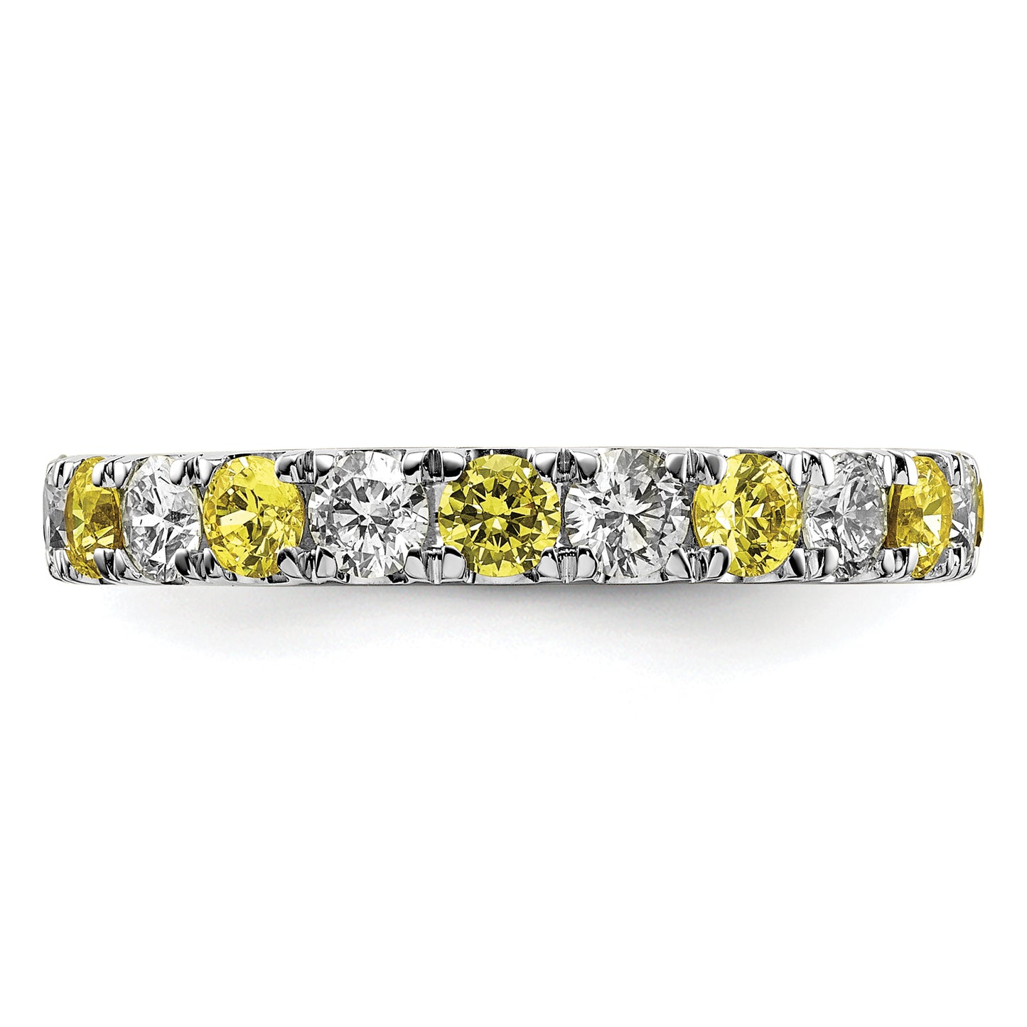 14k White Gold 1 Ct. Lab Grown Diamond VS/SI+ G+ and Lab Created Yellow Sapphire Eternity Band Ring