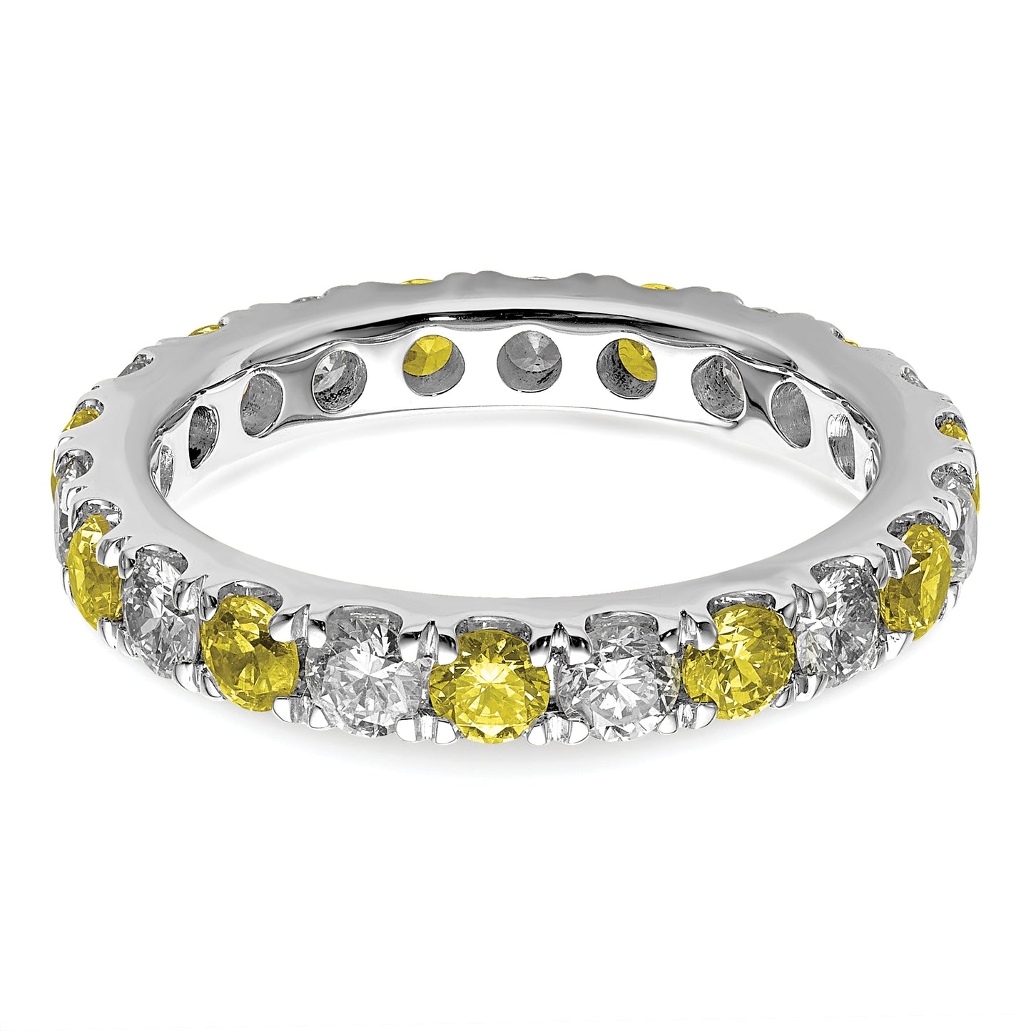 14k White Gold 1 1/5 Ct. Lab Grown Diamond VS/SI+ G+ and Lab Created Yellow Sapphire Eternity Band Ring