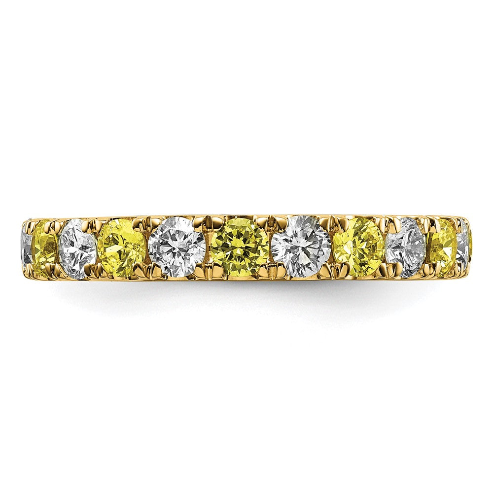 14k Yellow Gold 1 Ct. Lab Grown Diamond VS/SI+ G+ and Lab Created Sapphire Size 4.5 Eternity Band