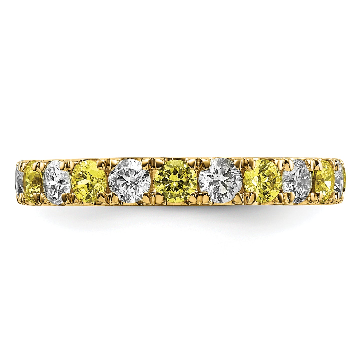 14k Yellow Gold 1 Ct. Lab Grown Diamond VS/SI+ G+ and Lab Created Sapphire Eternity Band Ring