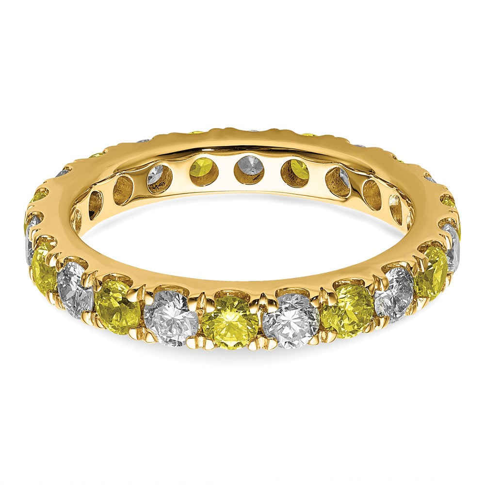 14k Yellow Gold 1 Ct. Lab Grown Diamond VS/SI+ G+ and Lab Created Sapphire Size 4.5 Eternity Band