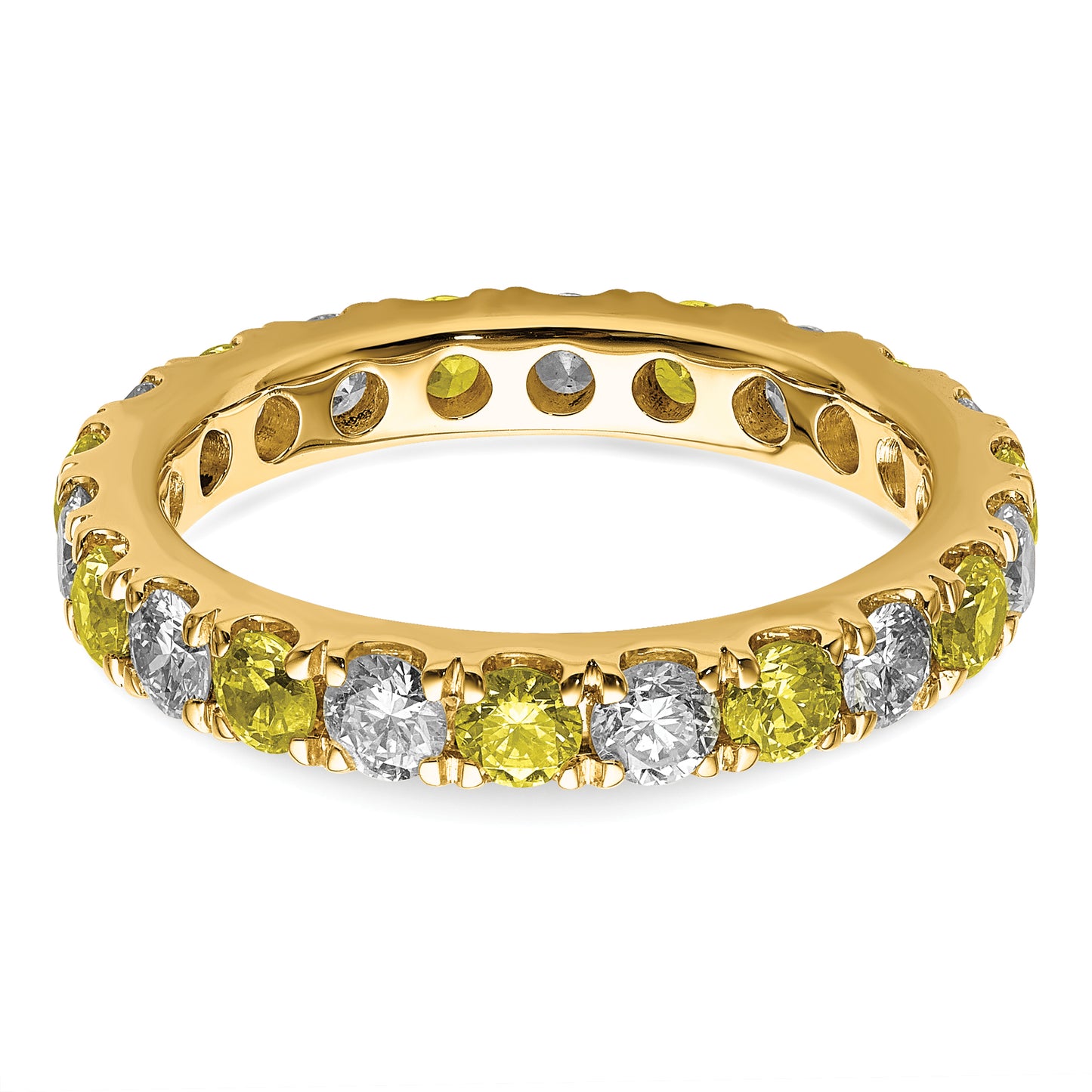 14k Yellow Gold 1 1/5 Ct. Lab Grown Diamond VS/SI+ G+ and Lab Created Sapphire Eternity Band Ring