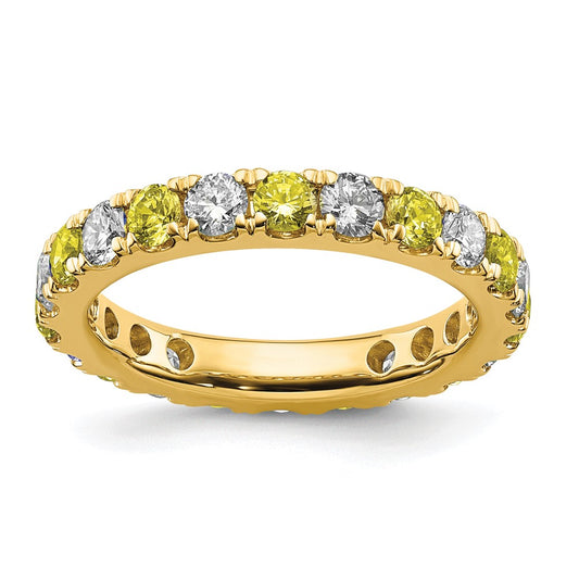 14k Yellow Gold 1 Ct. Lab Grown Diamond VS/SI+ G+ and Lab Created Sapphire Size 4.5 Eternity Band