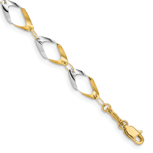 7 Inch 14K And White Rhodium Oval Link Chain Bracelet