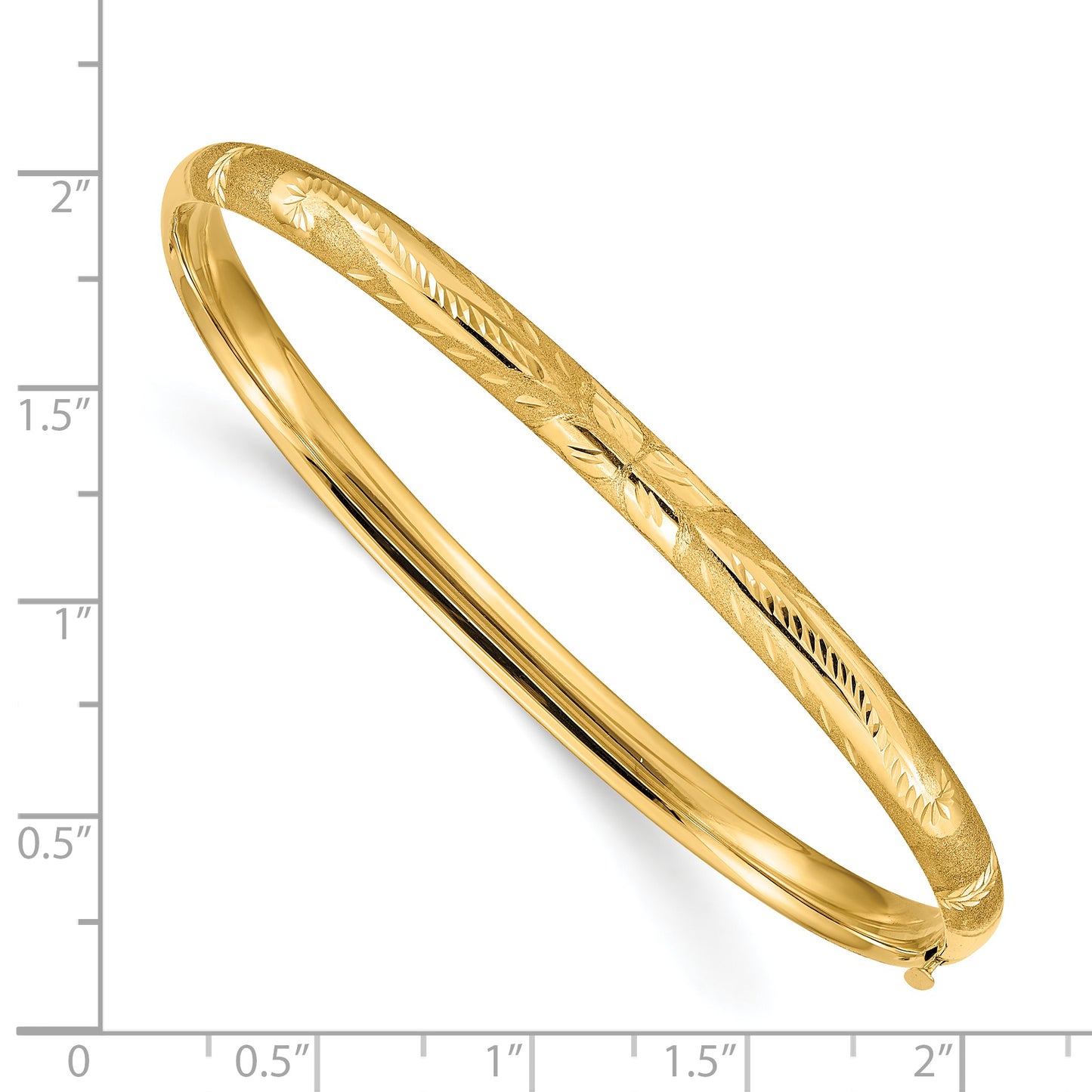 8 Inch 14K 3/16 Oversize Florentine Engraved Hinged Bangle Bracelet