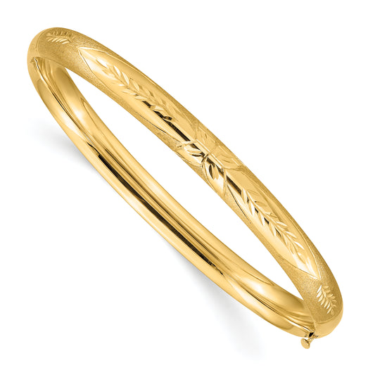 7 Inch 14K 4/16 Florentine Engraved Hinged Bangle Bracelet