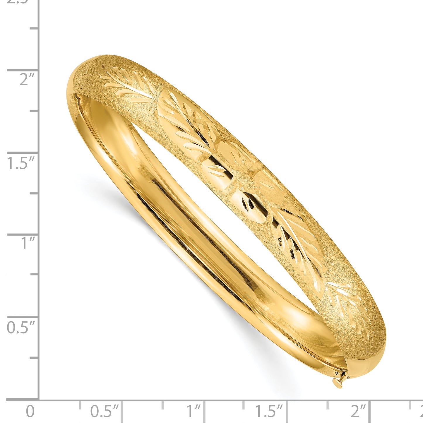 7 Inch 14K 5/16 Florentine Engraved Hinged Bangle Bracelet