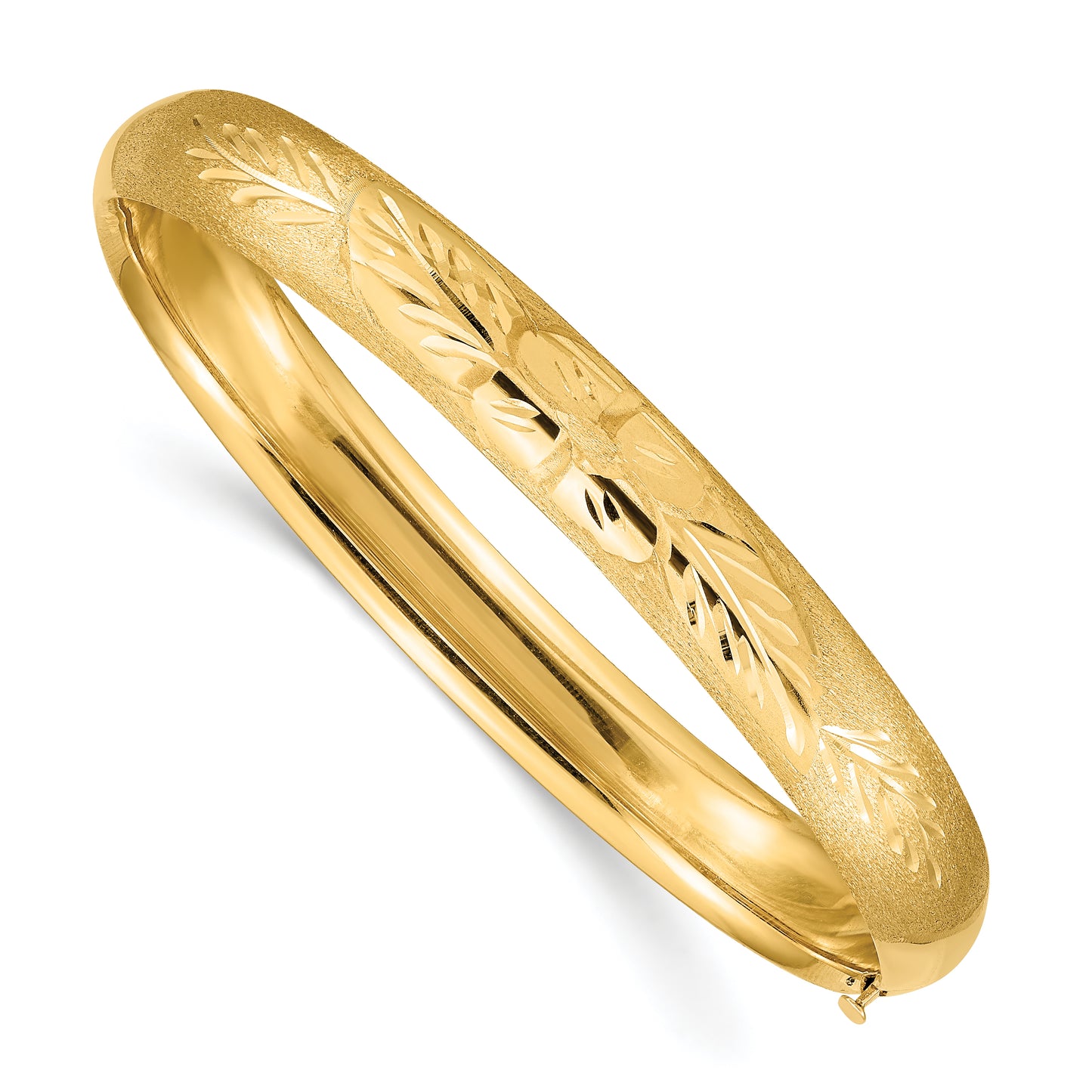 7 Inch 14K 5/16 Florentine Engraved Hinged Bangle Bracelet