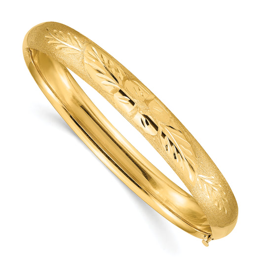 8 Inch 14K 5/16 Oversize Florentine Engraved Hinged Bangle Bracelet