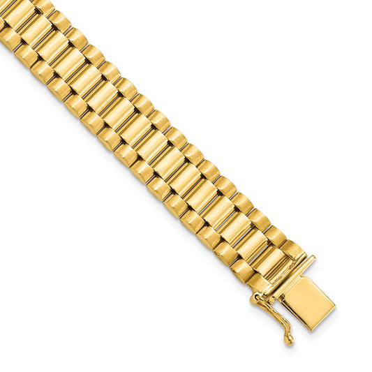 8 Inch 14K Men'S Satin And Polished 8In Link Bracelet