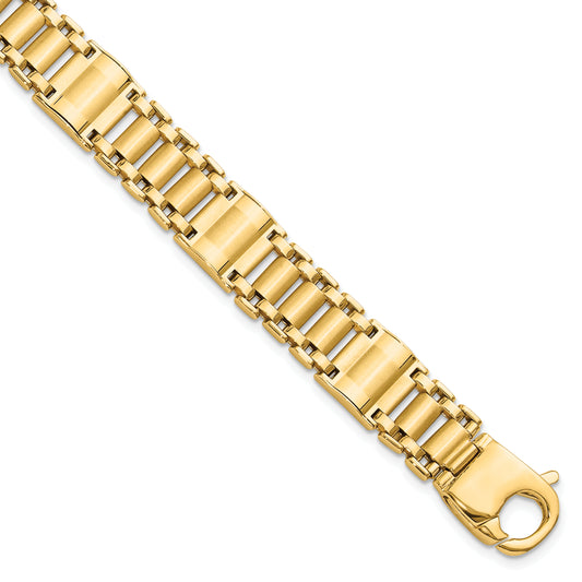 8.5 Inch 14K Satin & Polished Men'S Link Bracelet