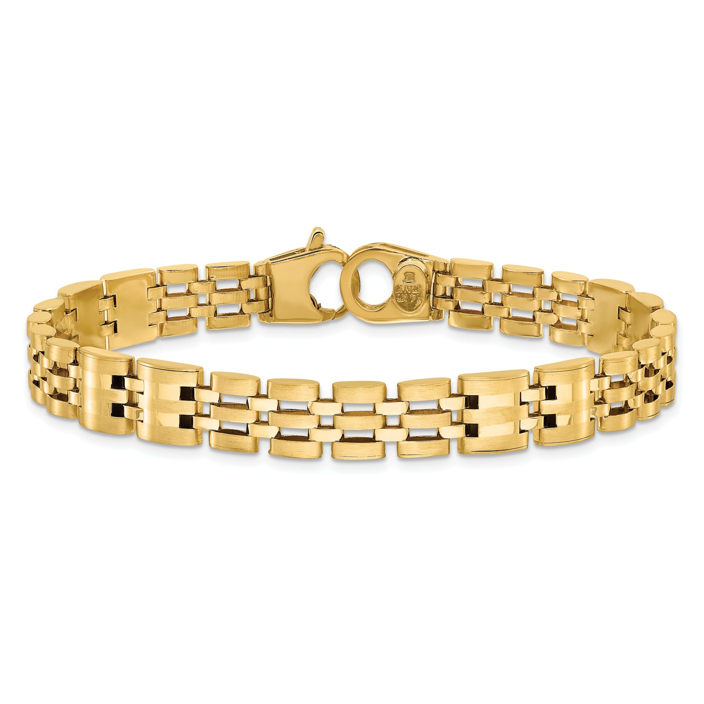 8.5 Inch 14K Satin And Polished Men'S Link Bracelet