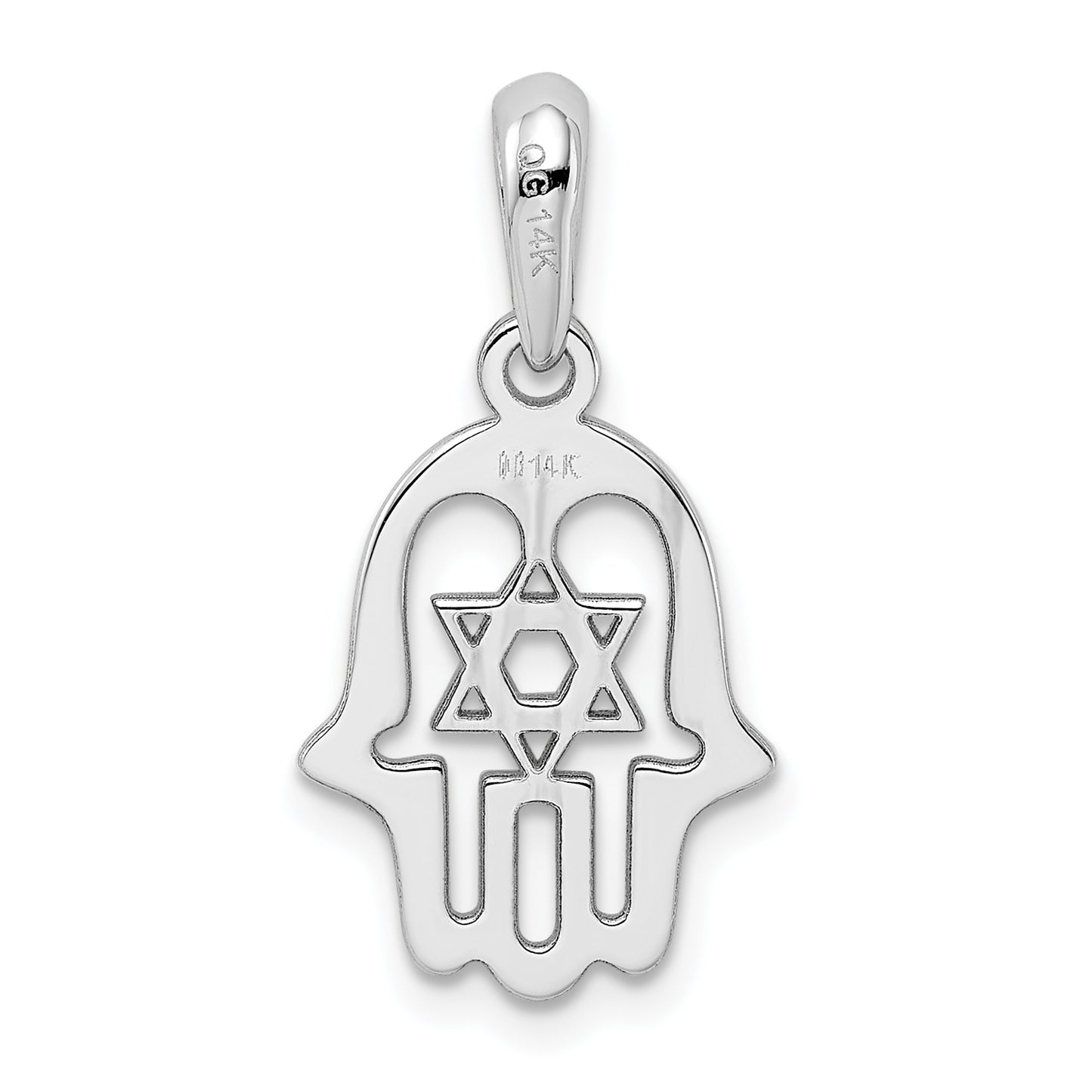 14K White Gold Star Of David Chamseh Pendant