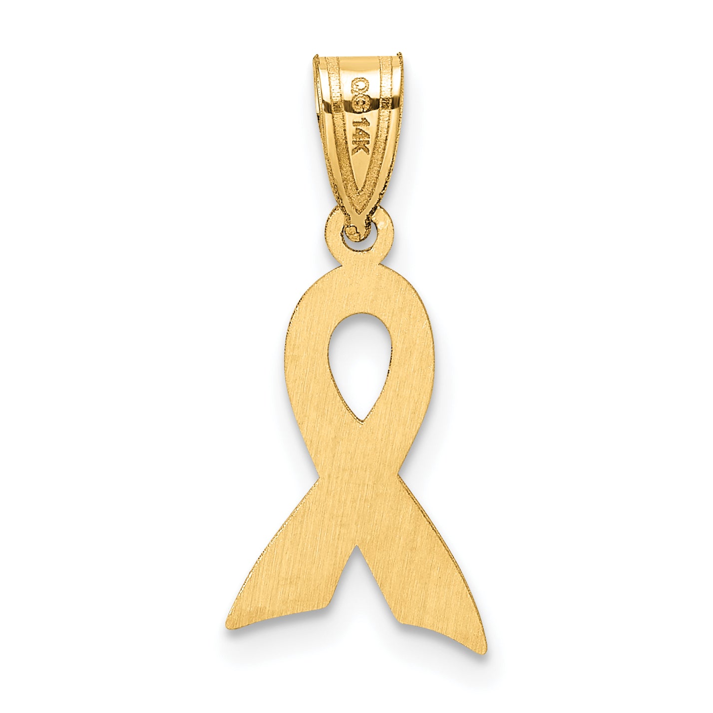 14K Yellow Gold Small Enameled Awareness Ribbon Pendant