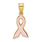 14K Yellow Gold Small Enameled Awareness Ribbon Pendant