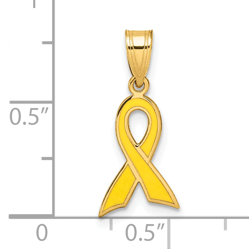 14K Yellow Gold Small Enameled Awareness Ribbon Charm