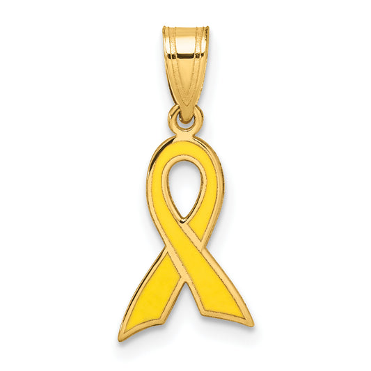 14K Yellow Gold Small Enameled Awareness Ribbon Charm