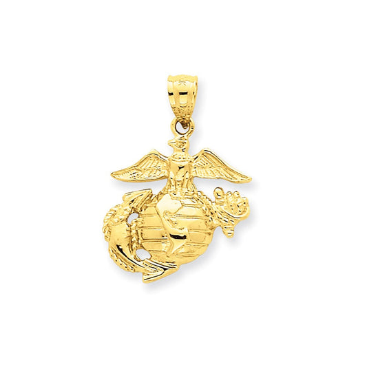 14k Yellow Gold Large US Marine Corps Pendant (custom order with larger bail fits 6mm chain)