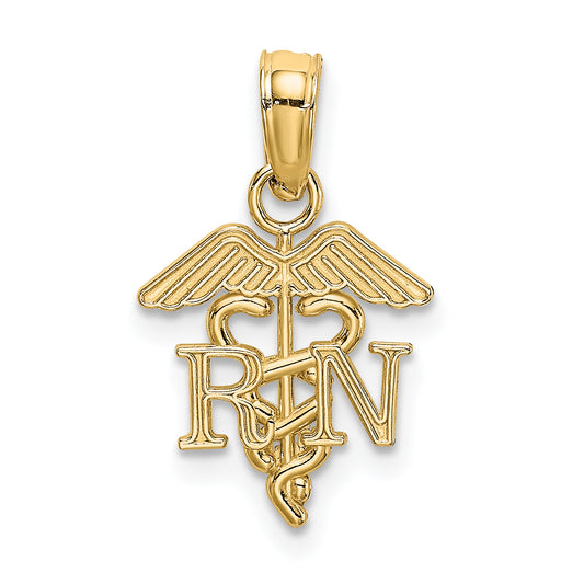 14K Yellow Gold Rn Caduceus Charm