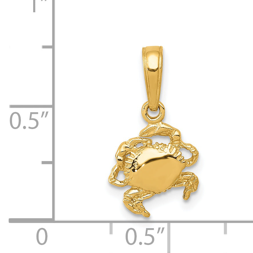 14K Yellow Gold Crab Pendant