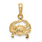 14K Yellow Gold Crab Pendant