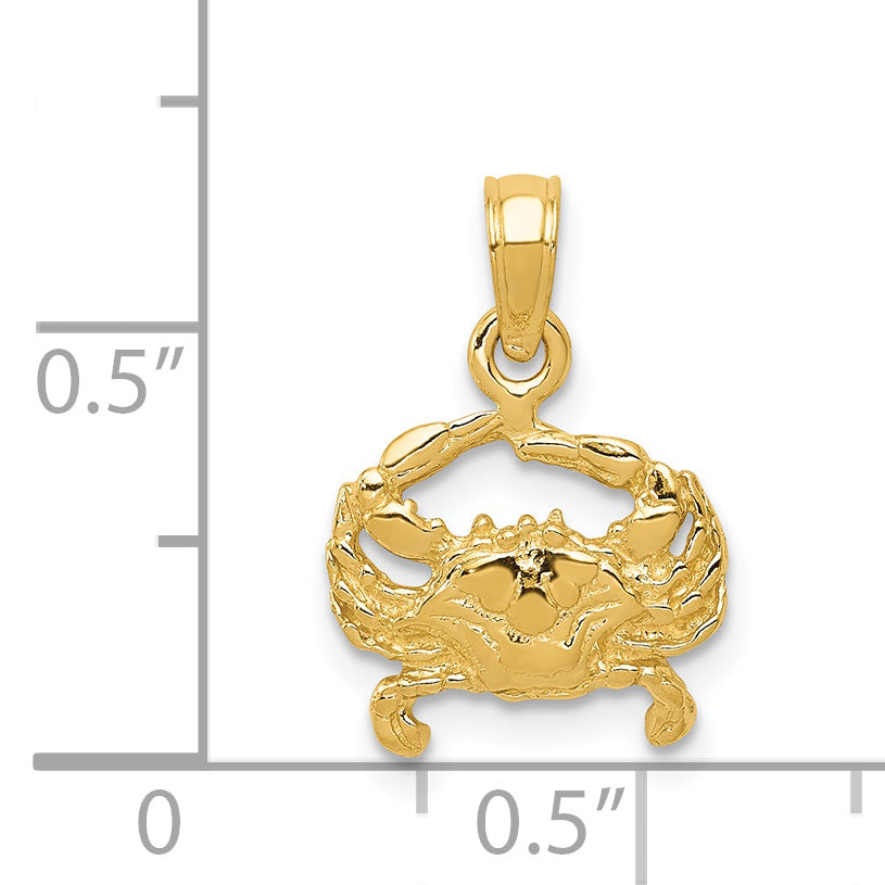 14K Yellow Gold Crab Pendant