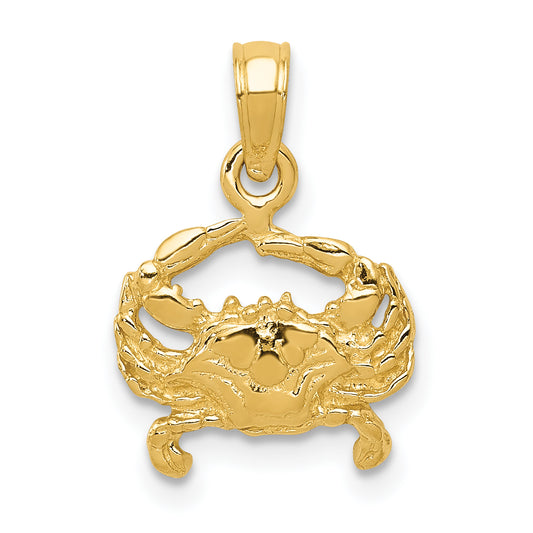 14K Yellow Gold Crab Pendant