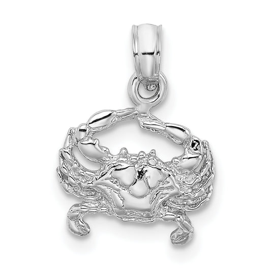 14K White Gold Blue Crab Charm