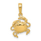 14K Yellow Gold Crab Pendant