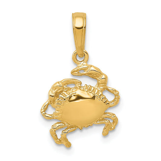 14K Yellow Gold Crab Pendant