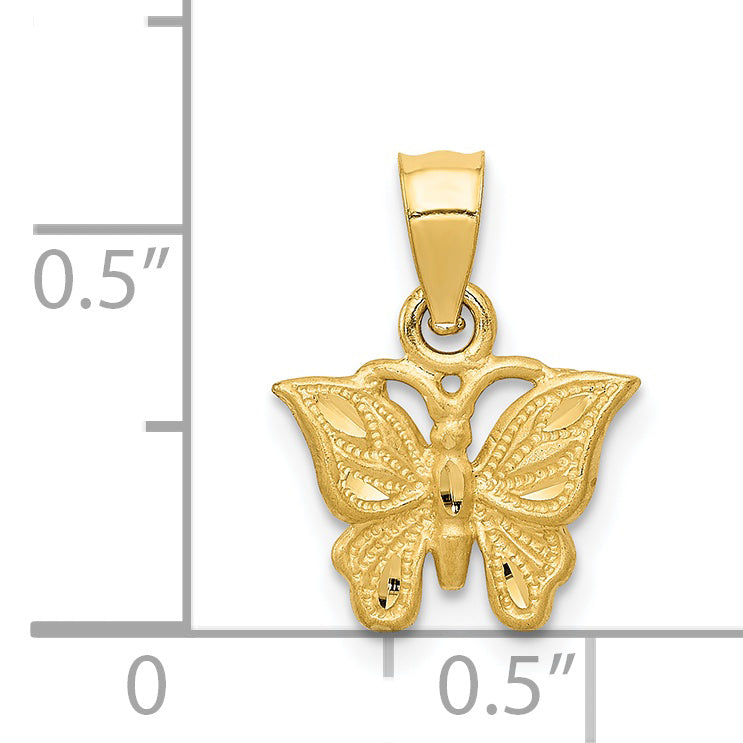 14K Yellow Gold Diamond-Cut Butterfly Pendant