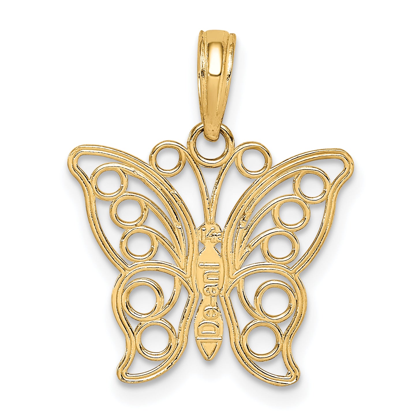 14K Yellow Gold Cut-Out Butterfly Large Pendant