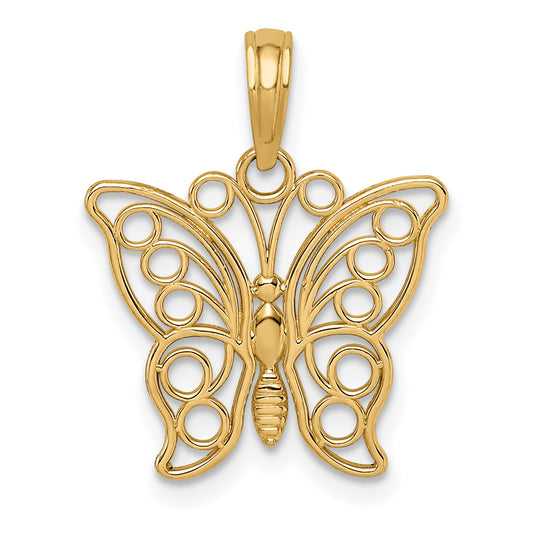 14K Yellow Gold Cut-Out Butterfly Large Pendant