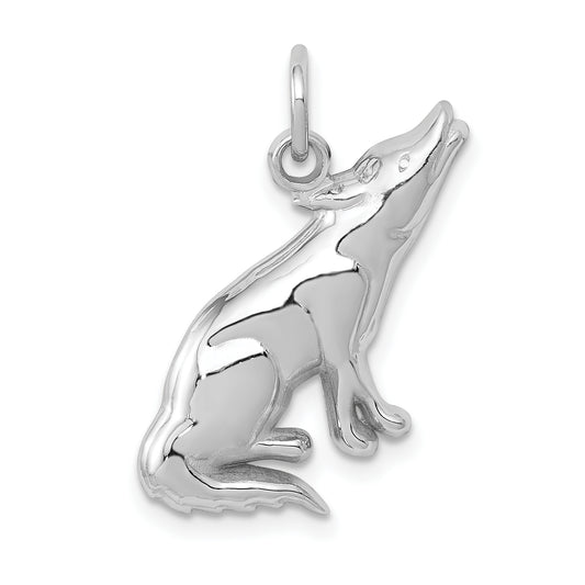 14K White Gold Wolf Charm