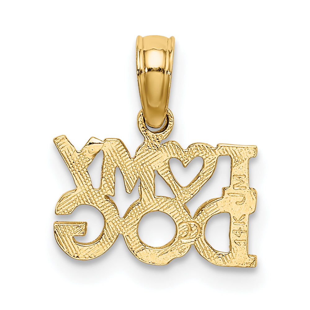 14K Yellow Gold I Heart My Dog Charm