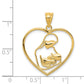 14K Yellow Gold Mother And Child In Heart Pendant