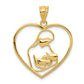 14K Yellow Gold Mother And Child In Heart Pendant