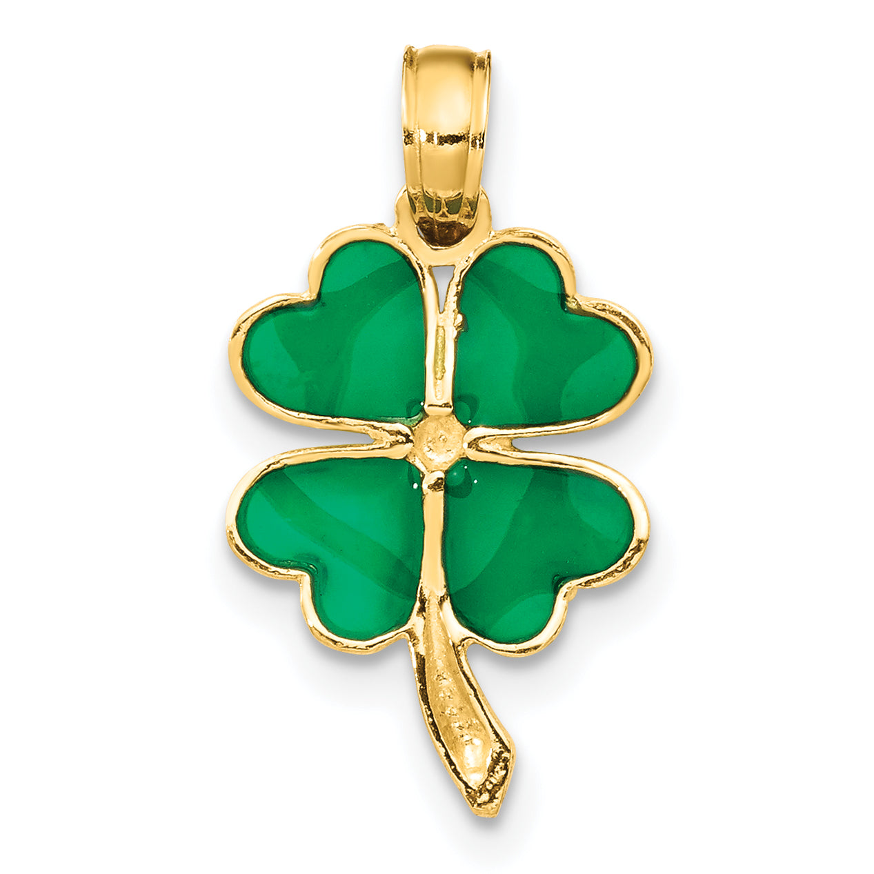 14K Yellow Gold 4-Leaf Clover Enameled Pendant