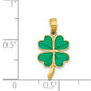 14K Yellow Gold 4-Leaf Clover Enameled Pendant