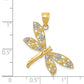 14K Yellow & Rhodium W/Rhodium Filigree Dragonfly Pendant