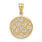 14K Yellow Gold Filigree Round Pendant