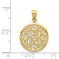 14K Yellow Gold Filigree Round Pendant